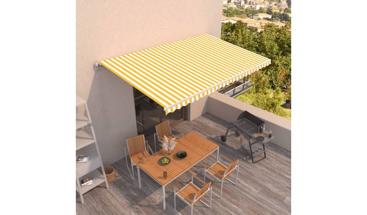 Walplus Manual Polyester - Yellow and White - 500x350 cm - White Frame