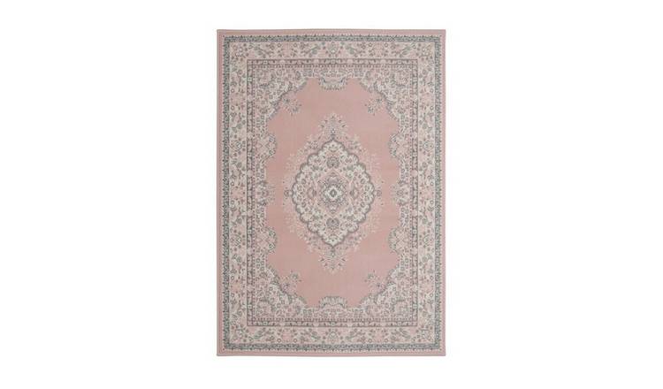 Mega Flooring Pink Traditional Bordered Rug - 80 x 150cm