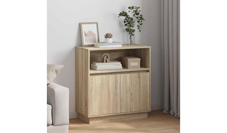 Walplus Engineered Wood LED Sideboard - Light Oak - 71 x 34.5 x 75 cm