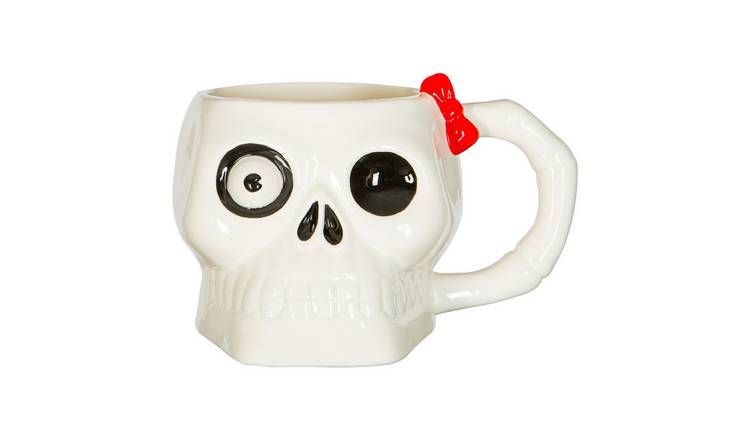 Fax Potato Halloween Stoneware Skull Mug 750ml - White