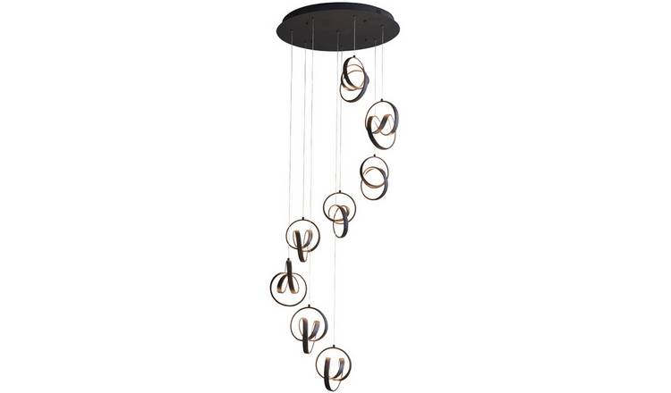 Loops Direct Steel and Aluminium 8-Light Ceiling Pendant - Textured Matt Black