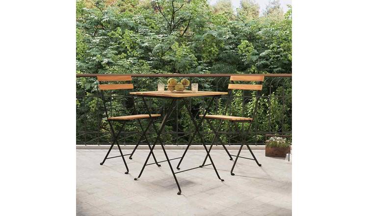 Walplus 3 Piece Solid Teak Wood Folding Bistro Set - Brown - 39 x 45 x 79 cm
