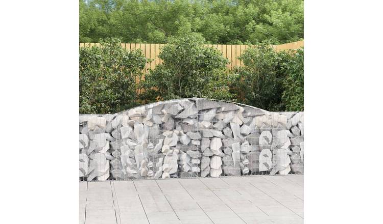 Walplus Pack of 3 Galvanised Iron Gabion Basket - Silver - 400 x 30 x 80-100 cm