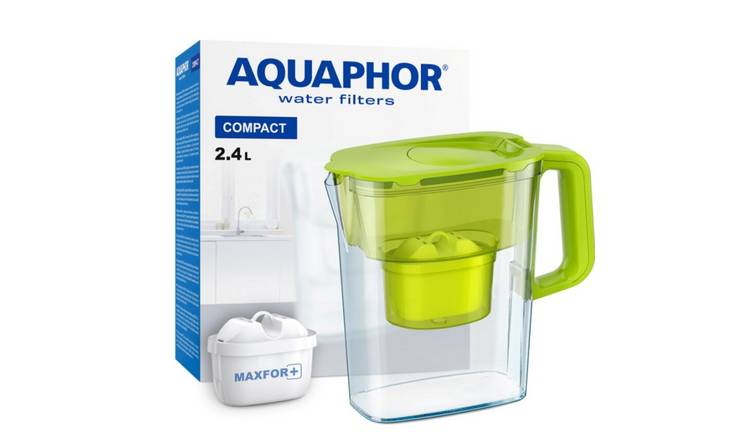 AQUAPHOR Compact 2.4L Water Filter Jug with 1 Maxfor+ Cartridge - Green Burst