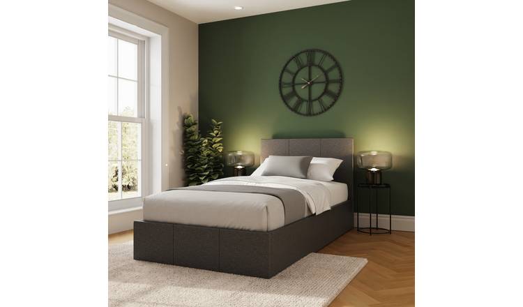 GFW Side Lift Single Fabric Ottoman Bed with Mattress - Grey