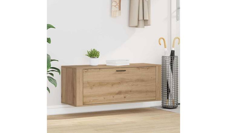 Walplus Engineered Wood Shoe Cabinet - Artisan Oak - 100 x 35 x 38 cm