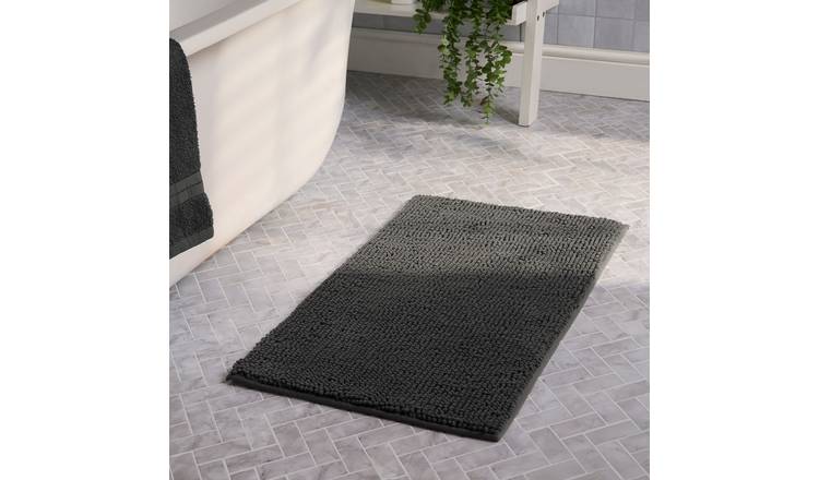 OHS Chenille Style Quick Dry Bath Mat - 45 x 75cm - Charcoal