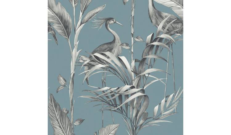 World Of Wallpaper Azzurra Leaf Wallpaper - Blue