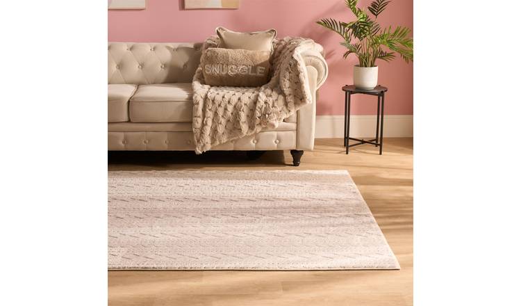 OHS Jacquard Cable Knit Rug - 160 x 230cm - Cream