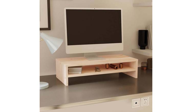 Walplus Solid Pine Wood Monitor Stand - Brown - 50 x 24 x 13 cm