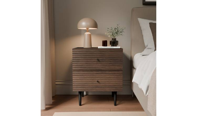 GFW Jasper 2 Drawer Bedside Table - Walnut