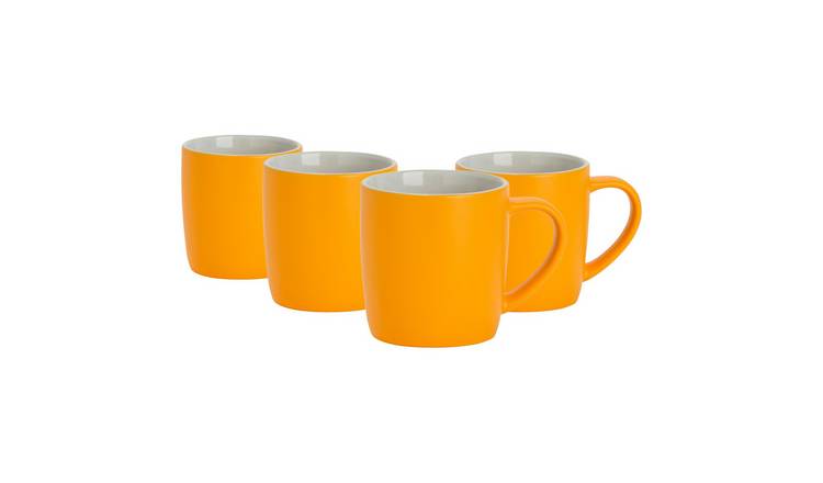 Argon Tableware Matt Coloured Coffee Mugs - 350ml - Yellow - Pack of 4