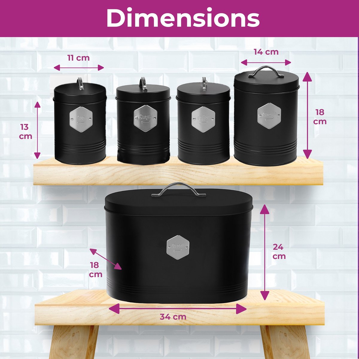 Neo Retro 5 Piece Kitchen Canister Set - Navy - Image 4