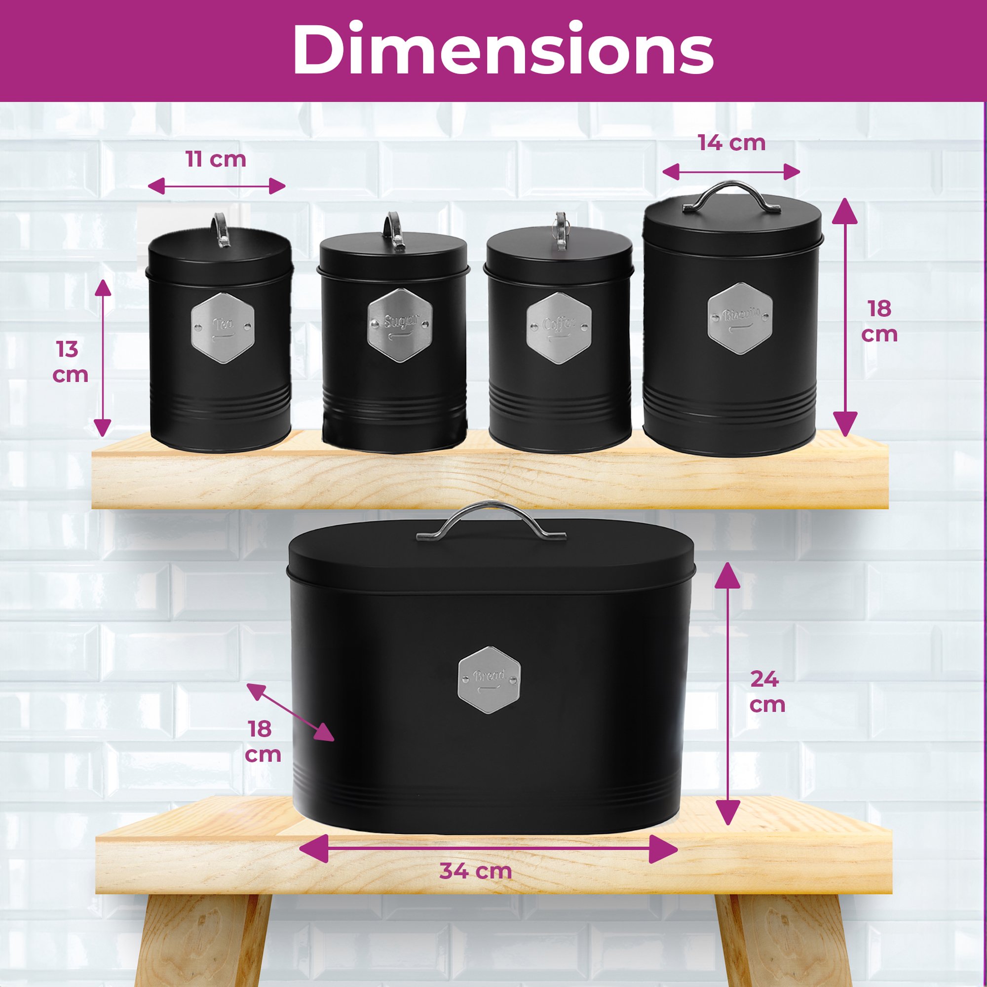 Neo Retro 5 Piece Kitchen Canister Set - Navy - Image 5