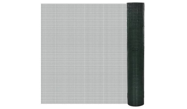 Walplus Steel Chicken Wire Fence Galvanised with PVC Coating - Green - 10 x 1 m