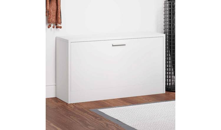 Walplus Engineered Wood Shoe Bench - High Gloss White - 80 x 24 x 45 cm