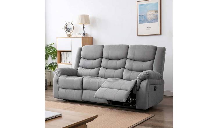 Furniture Online Seattle Manual Recliner 3 Seater Linen Sofa – Grey