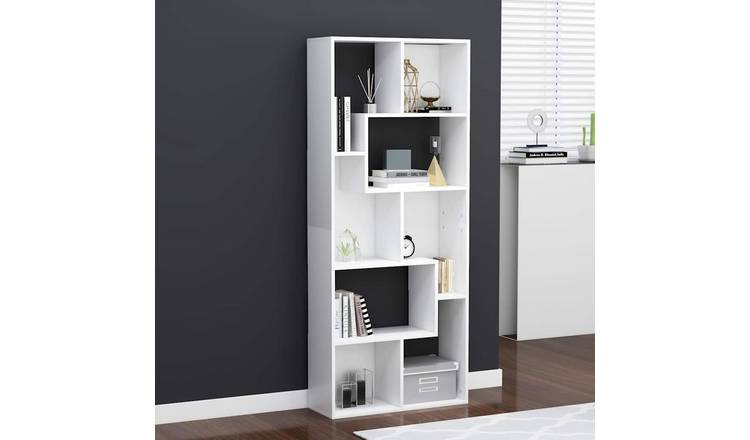 Walplus Engineered Wood Book Cabinet - White - 67 x 24 x 161 cm