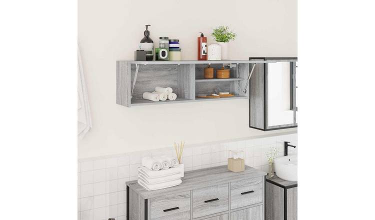 Walplus Engineered Wood Bathroom Wall Cabinet - Grey Sonoma - 100 x 25 x 30 cm