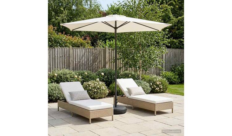 Walplus Rectangular Polyester Garden Parasol - Cream - 269 x 269 x 228 cm