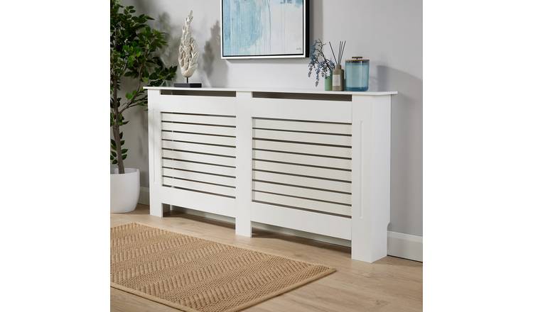 Home Source York Extra Large Slatted Radiator Cover – White