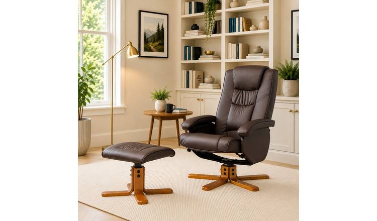 Artemis Home Severn Swivel Recliner with Massage and Heat - Brown