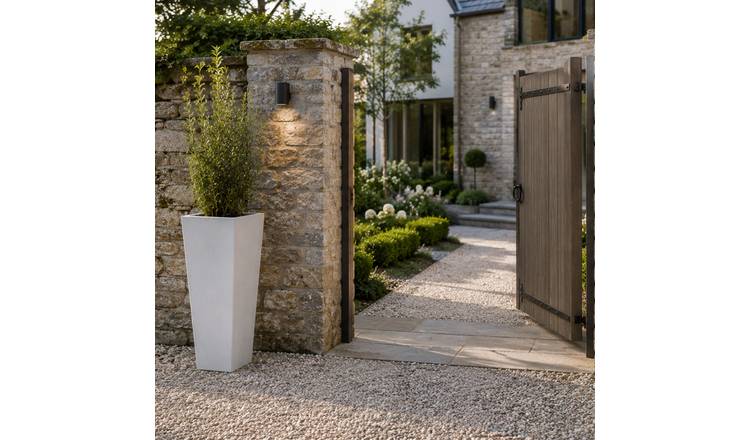 Fargro Home and Garden 80L Polystone Tall Tapered Square Pot - Stone White