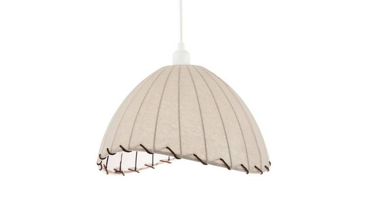 Happy Homewares Brown Natural Linen Oatmeal Beige Pendant Shade - 36cm