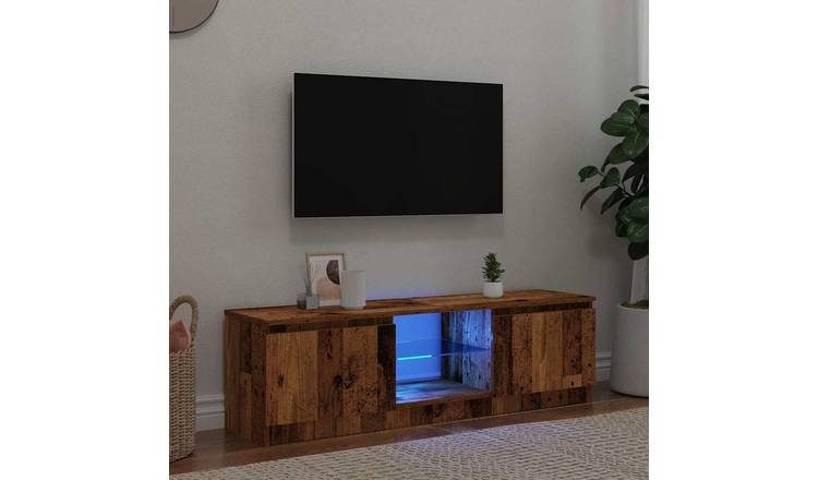 Walplus LED 1 Compartment TV Cabinet - Dark Wood - 120 x 30 x 36 cm