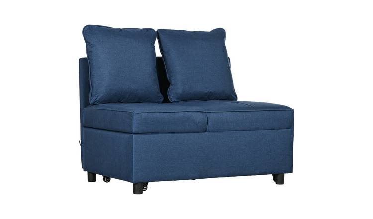HOMCOM 3 in 1 Sofa Bed with Thick Padded Seat and Magazine Pocket - Blue