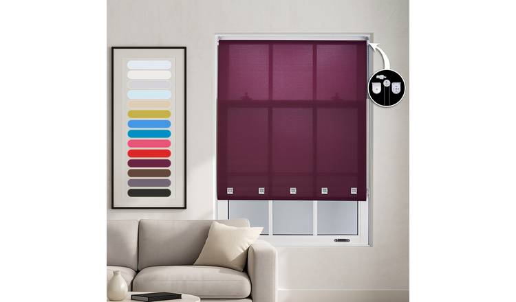 Furnished Aubergine Daylight Roller Blind with Square Eyelets - 60cm x 165cm