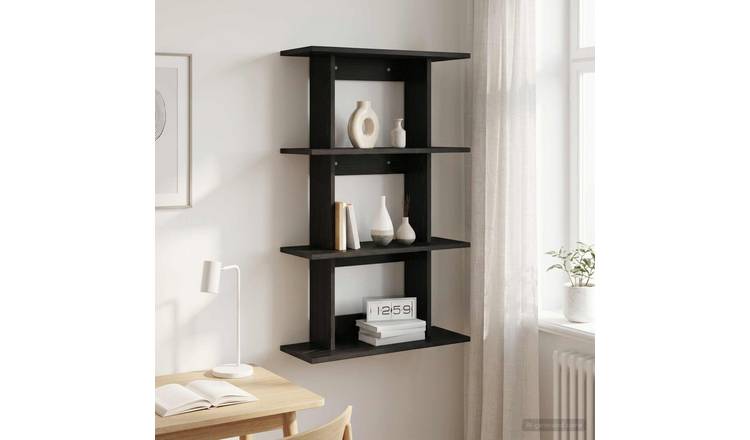 Walplus Engineered Wood Wall Shelf - Dark Oak - 56 x 20 x 90 cm