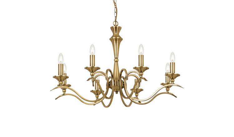 Loops Direct Steel 8 Light Chandelier - Antique Brass