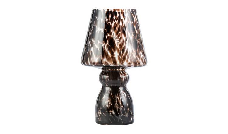 Happy Homewares Clear Glass Mushroom with Brown Speckle Table Lamp - 15cm