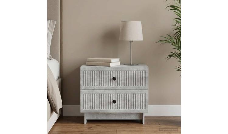 Walplus 1 Drawer Bedside Cabinet - Concrete Grey - 62 x 34.5 x 47.5 cm