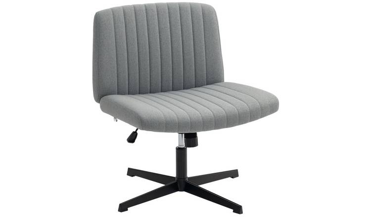 HOMCOM Linen Fabric Criss Cross Office Chair with Thick Padding - Grey