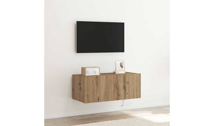 Walplus Engineered Wood TV Wall Cabinet - Artisan Oak - 80 x 35 x 31 cm