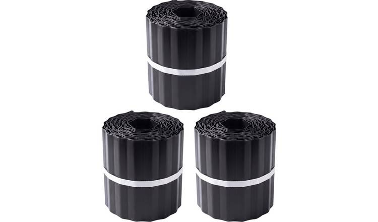 Primrose Black Coated Steel Corrugated Metal Lawn Edging Roll - 15m