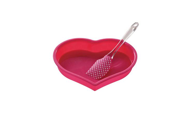 Orsina Hallie Heart Silicone Mould And Spatula Baking Set - Pink