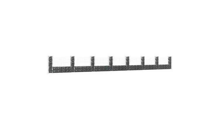 Walplus Iron U-shape Gabion Basket with 8 Posts - Silver - 860 x 20 x 100 cm