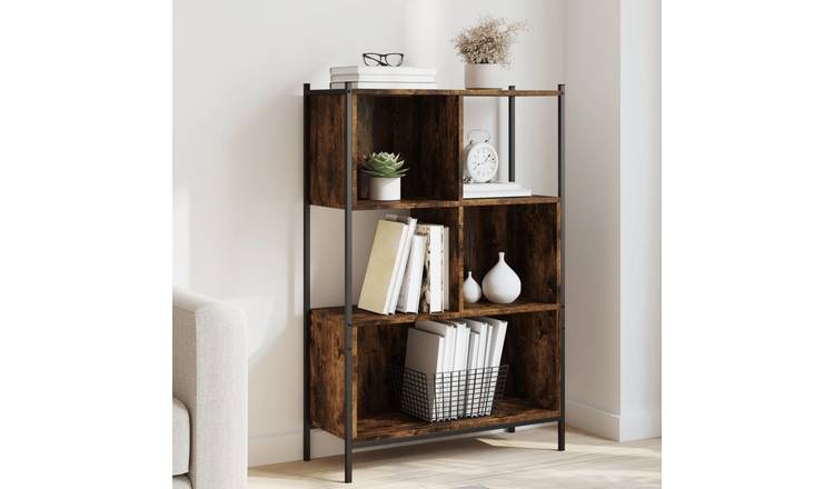 Walplus Engineered Wood Bookcase - Dark Oak - 72 x 28 x 109 cm