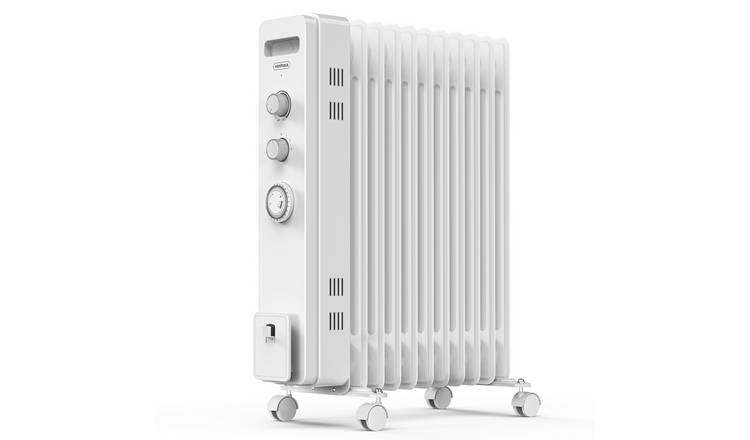 VonHaus Oil Filled Radiator 11 Fin Portable Electric Heater - White