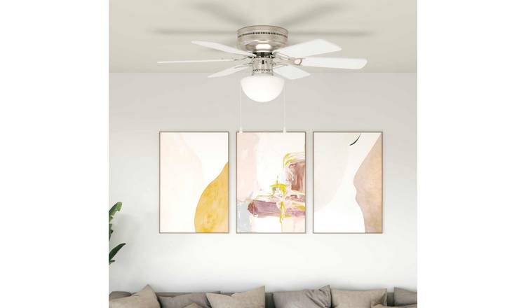 Walplus Steel Ceiling Fan with Light - White - 82 x 29 cm