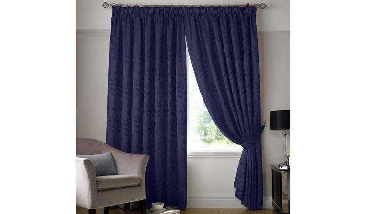 Alan Symonds Tivoli Pencil Pleat Curtains - Navy - 229 x 229cm