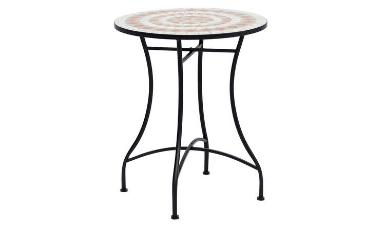 Outsunny Small Round Outdoor Side Table with Ceramic Top - Orange and White