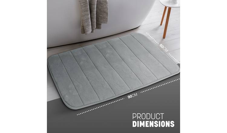 Keplin Memory Foam Non-Slip Bath Mat - 60 x 90cm - Light Grey