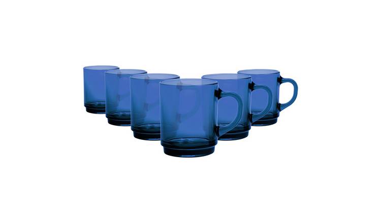 Duralex Versailles 260ml Glass Coffee Mugs Pack of 6 - Light Blue