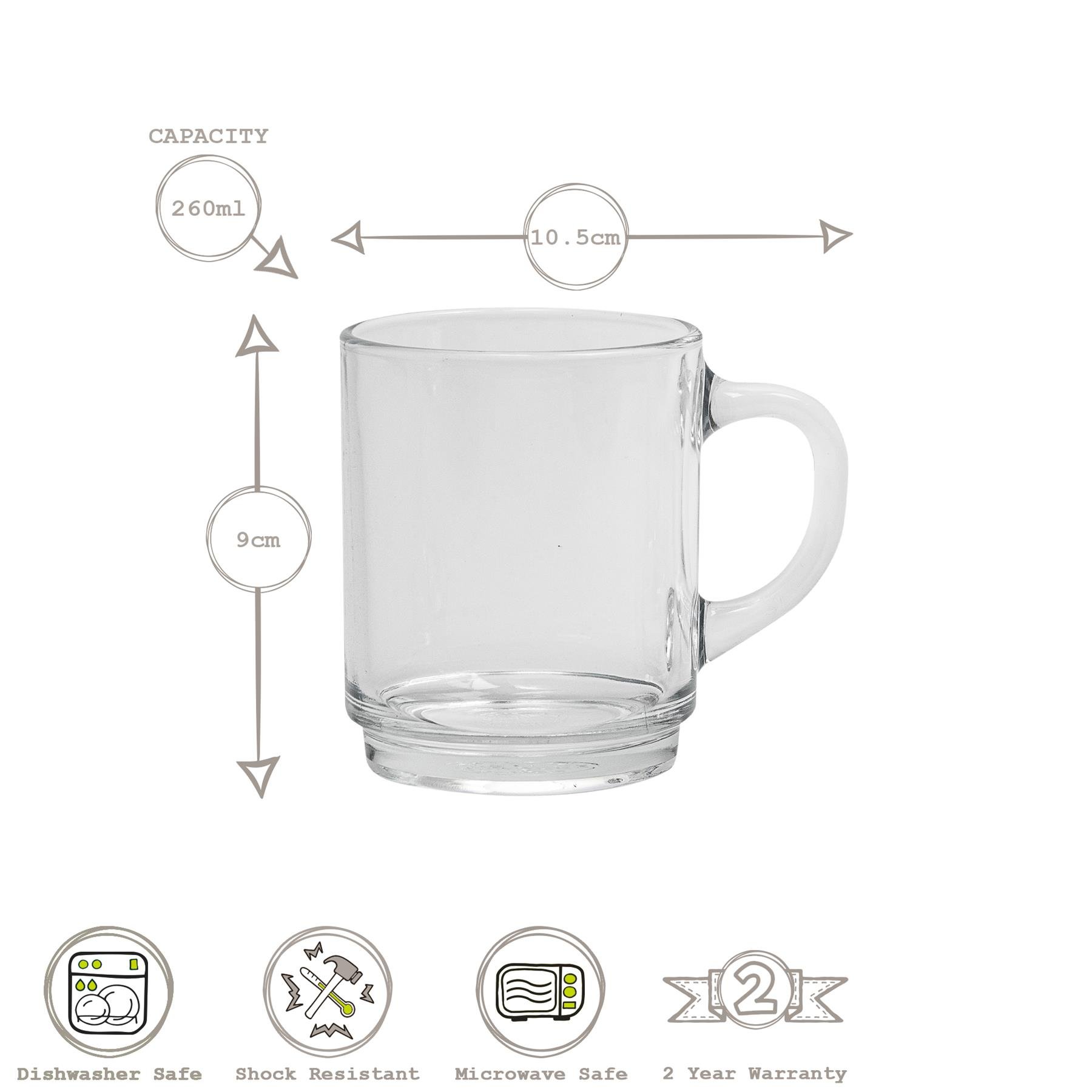 Duralex Versailles 260ml Glass Coffee Mugs Pack of 6 - Light Blue - Image 3