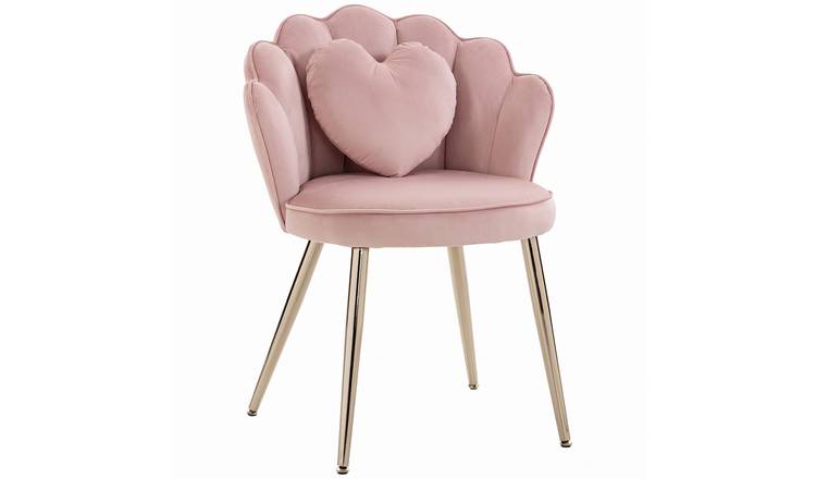 HOMCOM Lotus Modern Petal Backrest Velvet Upholstered Vanity Chair - Pink
