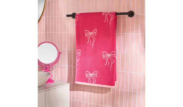 OHS Bows Pure Cotton Bath Towel - 70 x 115cm - Pink